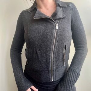 Banana Republic Zip Moto Sweater with Faux Leather